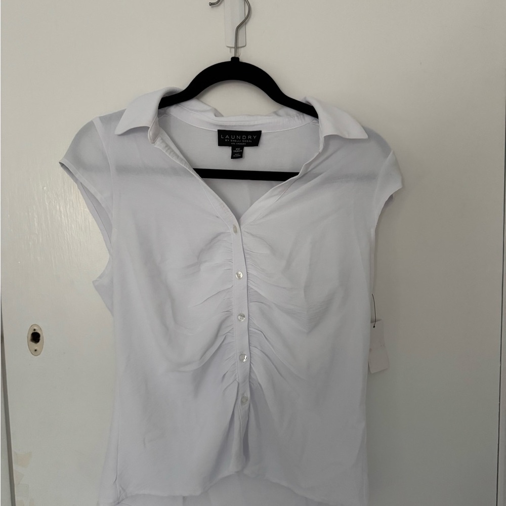 Laundry By Shelli Segal Women's White Ruched Blouse